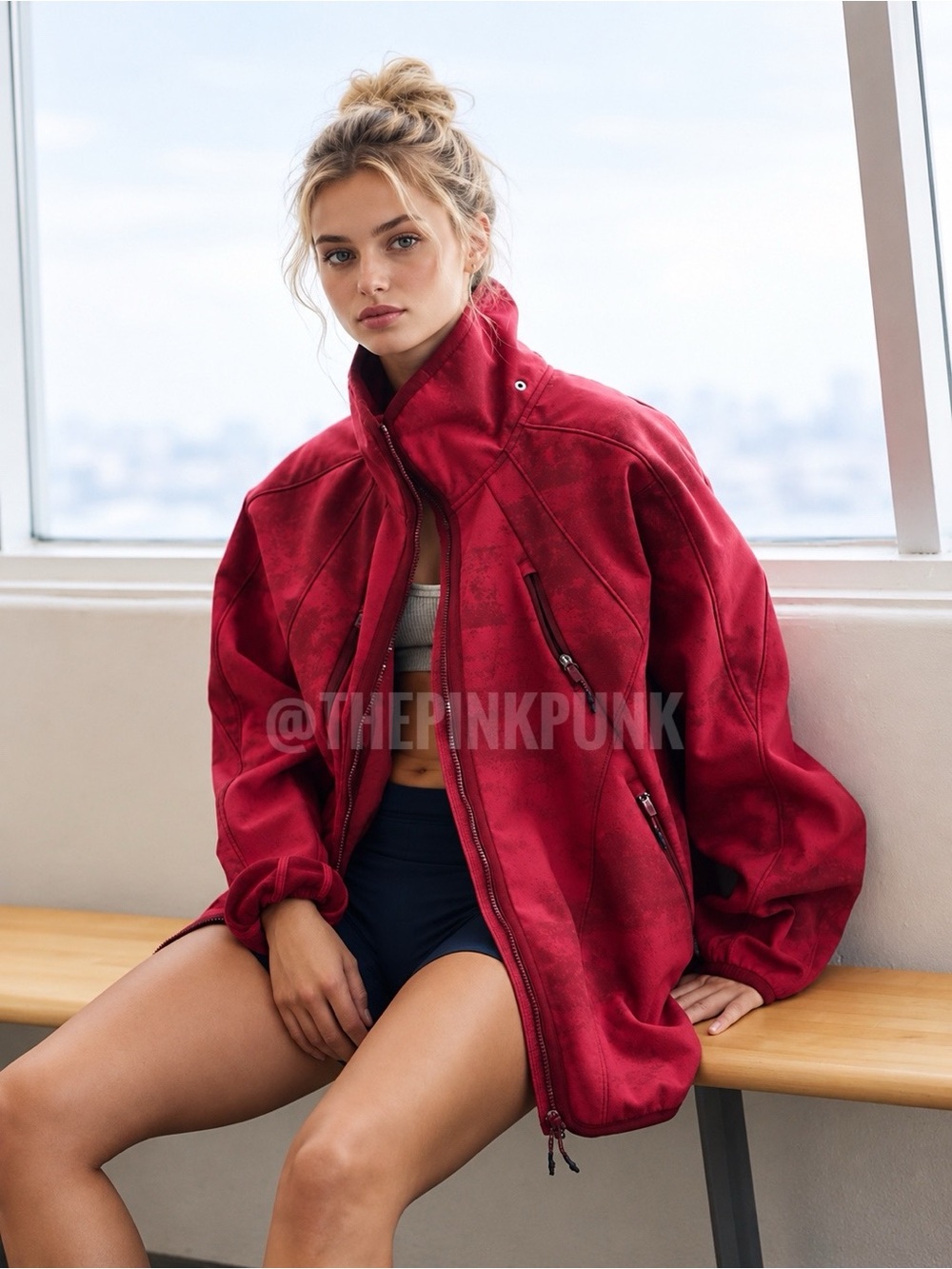 Free People Canyon Crushin' Jacket in Cranberry Combo Size XL